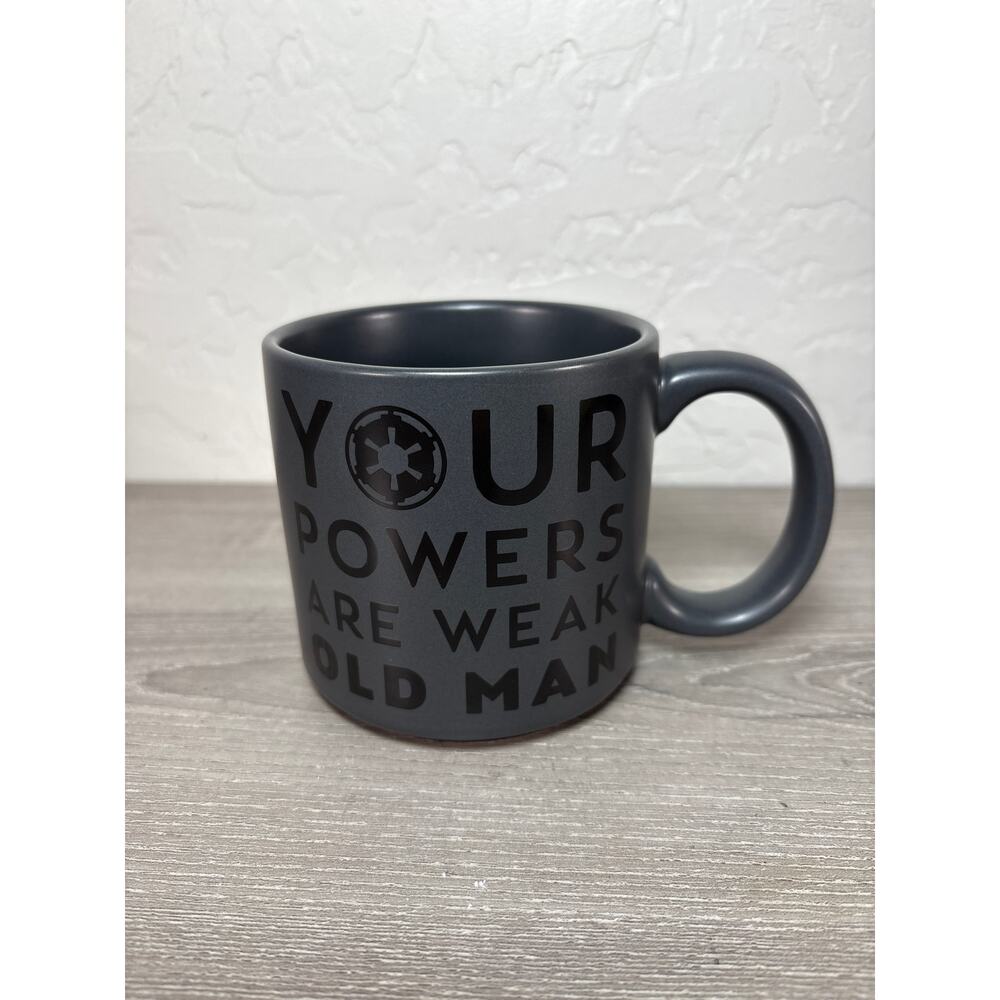 Hallmark StarWars Coffee Mug Dark Side “YOUR POWERS ARE WEAK OLD MAN” Gray Black